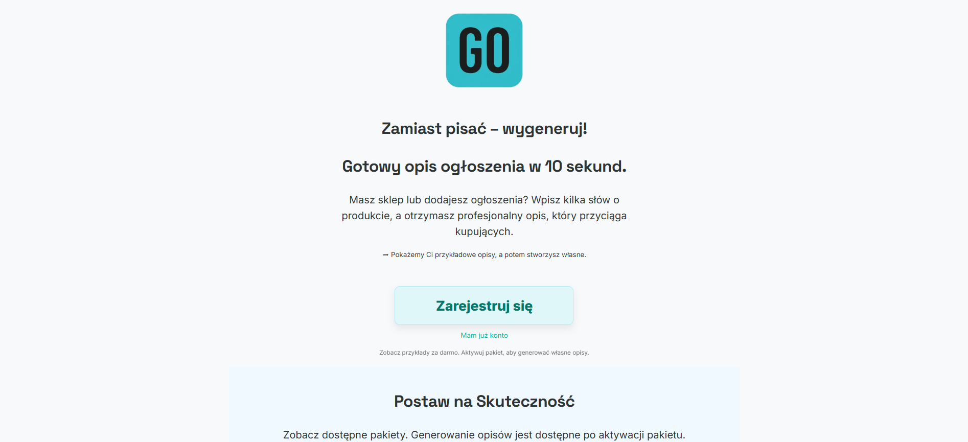 Projekt: Generator Opisów AI